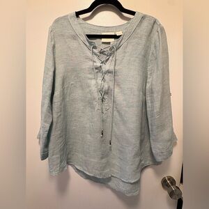Anthropologie Maeve Marva Light Blue Lace-Up Women's Top (14)